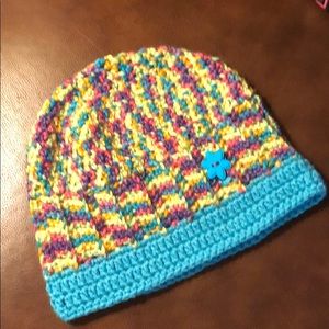 Ladies winter beanie ski hat turquoise new hand crochet by me #356